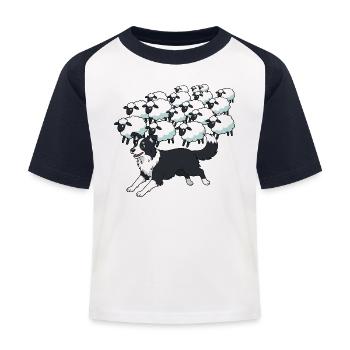 Border Collie et Clouds Sheep - T-shirt baseball Enfant - blanc/marine - Devant
