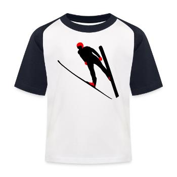 Ski jump - Kids' Baseball T-Shirt - white/navy - Front
