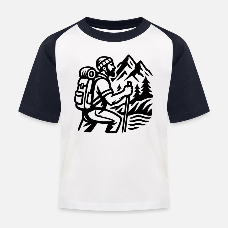 Wanderer - Kinder Baseball T-Shirt - Weiß/Navy