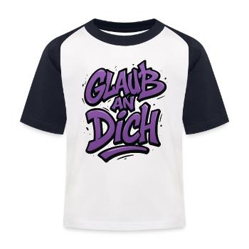 Glaub an Dich Graffiti - Kinder Baseball T-Shirt - Weiß/Navy - Vorne