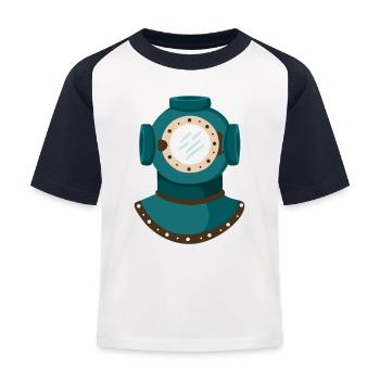 Nautic Design Antique Diving Helmet Illustration - Kids' Baseball T-Shirt - white/navy - Front