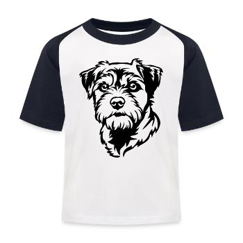 Tête de terrier de la frontière - T-shirt baseball Enfant - blanc/marine - Devant