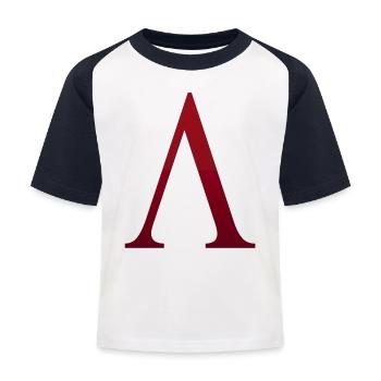Rotes Λ Monogramm Kraftvoll - Kinder Baseball T-Shirt - Weiß/Navy - Vorne