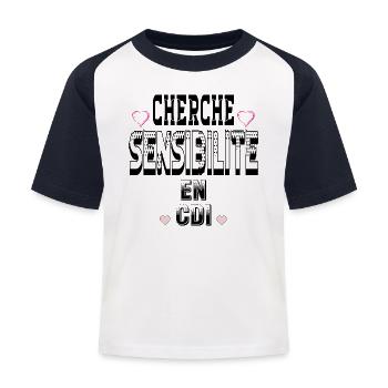 Auf der Suche nach Sensibilität für einen unbefristeten Vertrag - Kinder Baseball T-Shirt - Weiß/Navy - Vorne