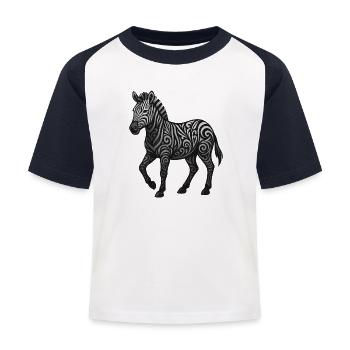 Zebra Ornament Tribalswirl Muster - Kinder Baseball T-Shirt - Weiß/Navy - Vorne