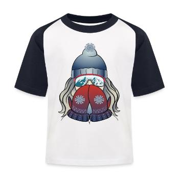 Fille d’hiver avec flocon de neige - T-shirt baseball Enfant - blanc/marine - Devant