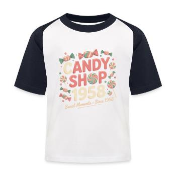 Vintage Confectionery Advertising - Kids' Baseball T-Shirt - white/navy - Front