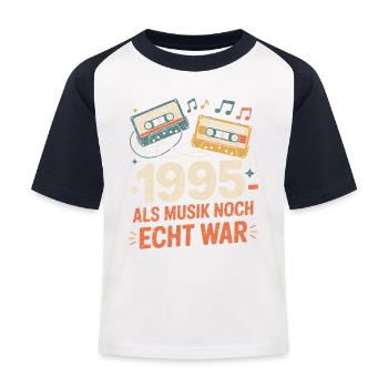 1995 Nostalgia Cassette - Kids' Baseball T-Shirt - white/navy - Front
