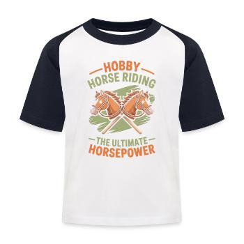 Hobby Horsing Steckenpferd - Kinder Baseball T-Shirt - Weiß/Navy - Vorne