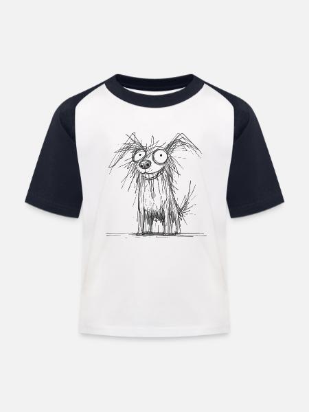 Sketchy Dog - Kinder Baseball T-Shirt - Weiß/Navy