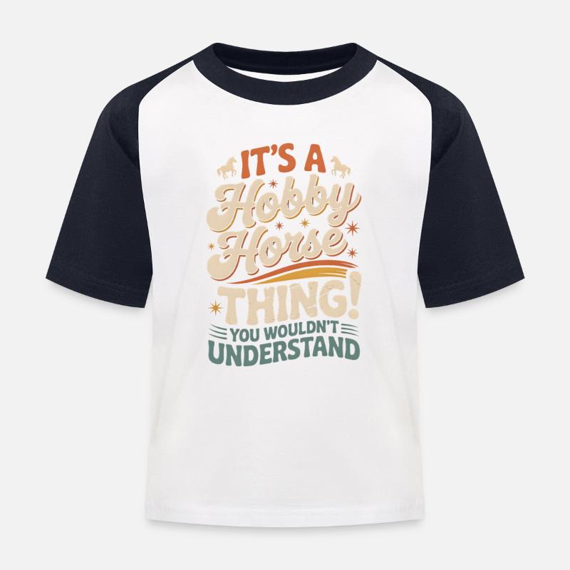 Cheval de cavalier amateur Cheval de bataille - T-shirt baseball Enfant - blanc/marine