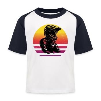 Puristisches Motocross Thema - Kinder Baseball T-Shirt - Weiß/Navy - Vorne