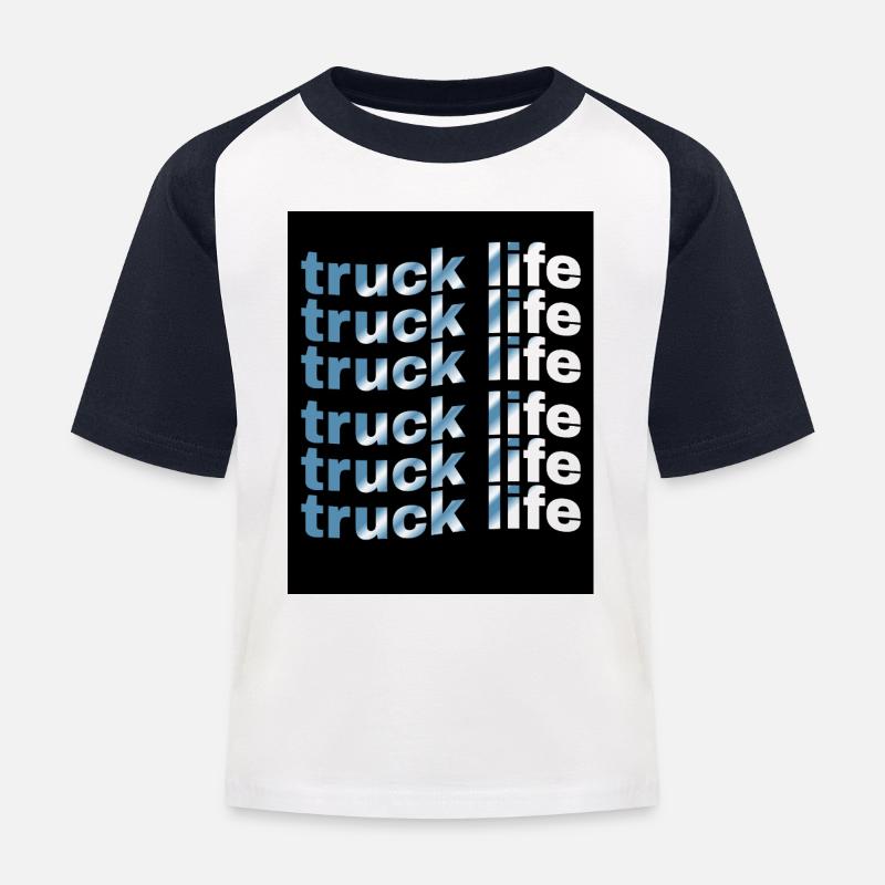 Lkw-Lebensdauer-Rastergradient - Kinder Baseball T-Shirt - Weiß/Navy