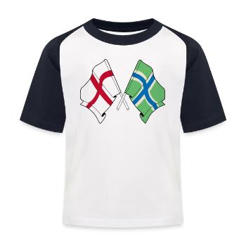 Drapeaux croisés du Gloucestershire et de l’Angleterre - T-shirt baseball Enfant - blanc/marine - Devant
