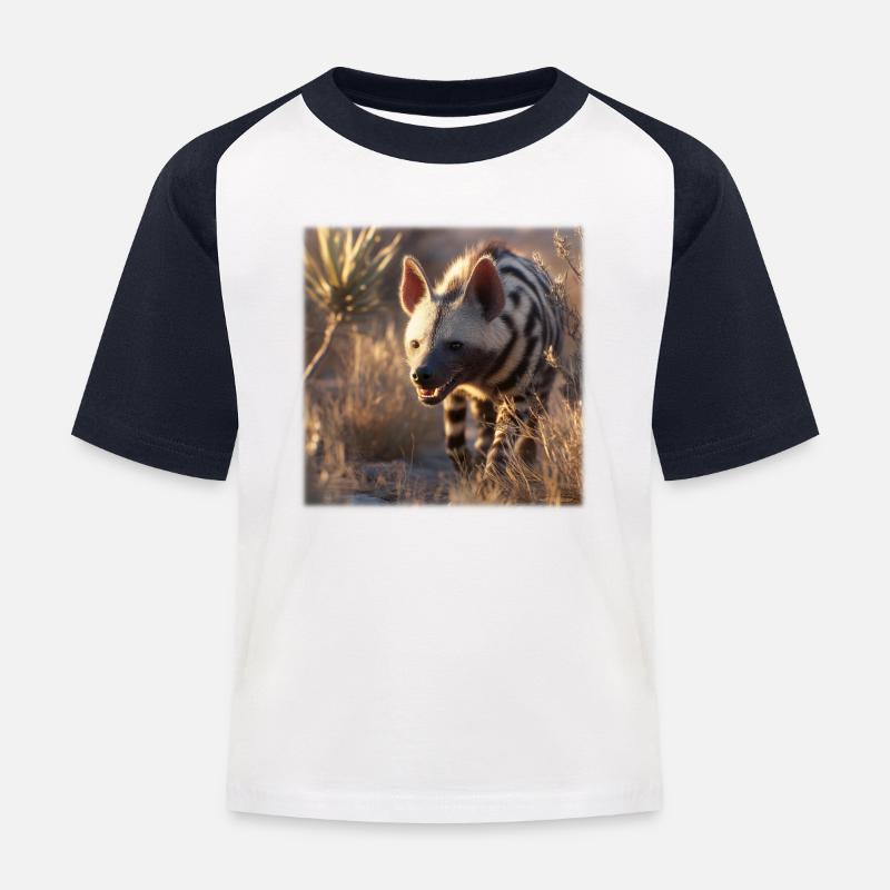 Conception de la nature de la faune du désert de la hyène rayée - T-shirt baseball Enfant - blanc/marine