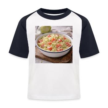 Cremiger Kohl-Tomaten-Salat - Kinder Baseball T-Shirt - Weiß/Navy - Vorne