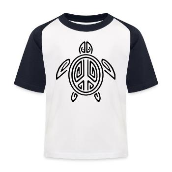 Paix des Tortues - T-shirt baseball Enfant - blanc/marine - Devant