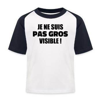 Humour : Je ne suis pas gros, je suis visible ! - T-shirt baseball Enfant - blanc/marine - Devant