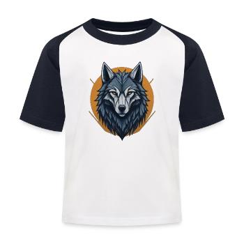 Loup mystique  - T-shirt baseball Enfant - blanc/marine - Devant