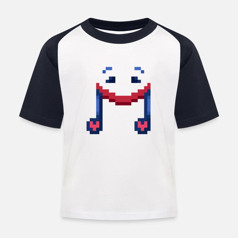 Smiling Musical Note Pixel Art - Kids' Baseball T-Shirt - white/navy