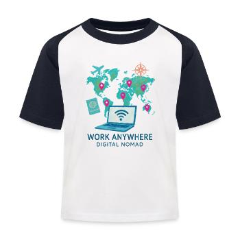 Télétravail - télétravailleur - Full Remote - T-shirt baseball Enfant - blanc/marine - Devant
