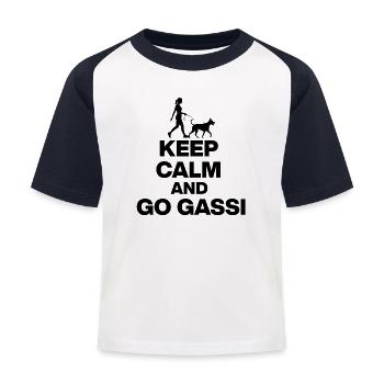KEEP CALM AND GO FOR DOG FANS IN BLACK - Kids' Baseball T-Shirt - white/navy - Front