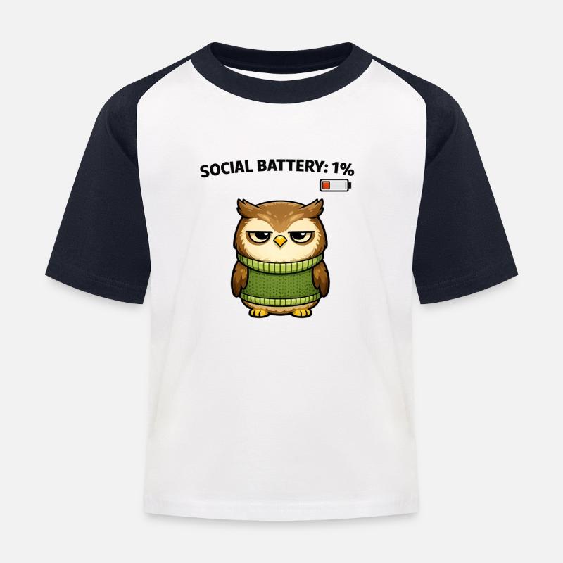 Uglegenser 1 % batterihumor - Baseball-T-skjorte for barn - hvit/marine