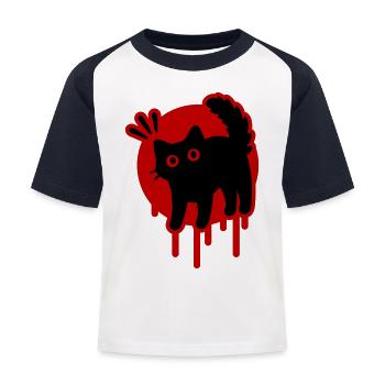 Kater Katze - Kinder Baseball T-Shirt - Weiß/Navy - Vorne