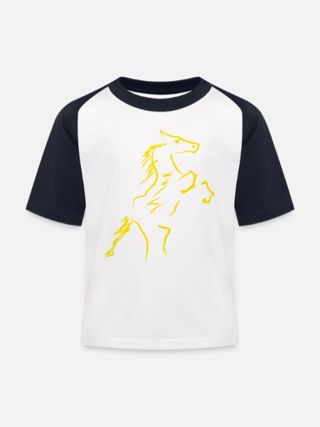 Pferd Reitsport Reiter - Kinder Baseball T-Shirt - Weiß/Navy