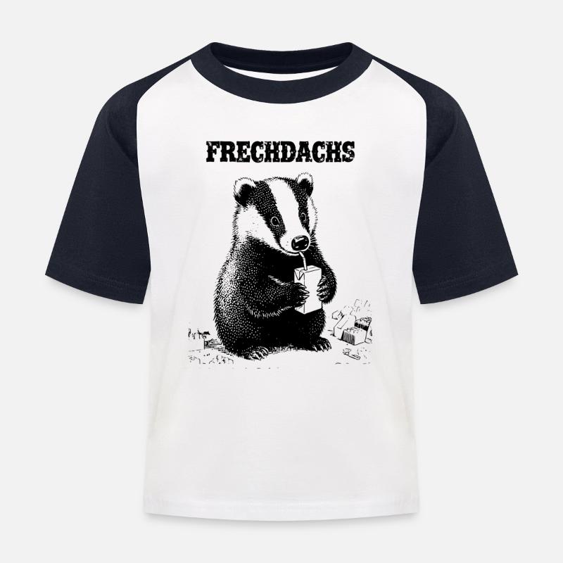 Frechdachs mit Trinkpäckchen - Kinder Baseball T-Shirt - Weiß/Navy