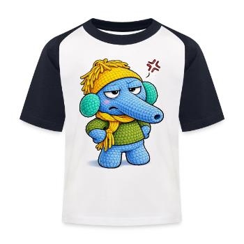 Leo Langnase genervt - Kinder Baseball T-Shirt - Weiß/Navy - Vorne