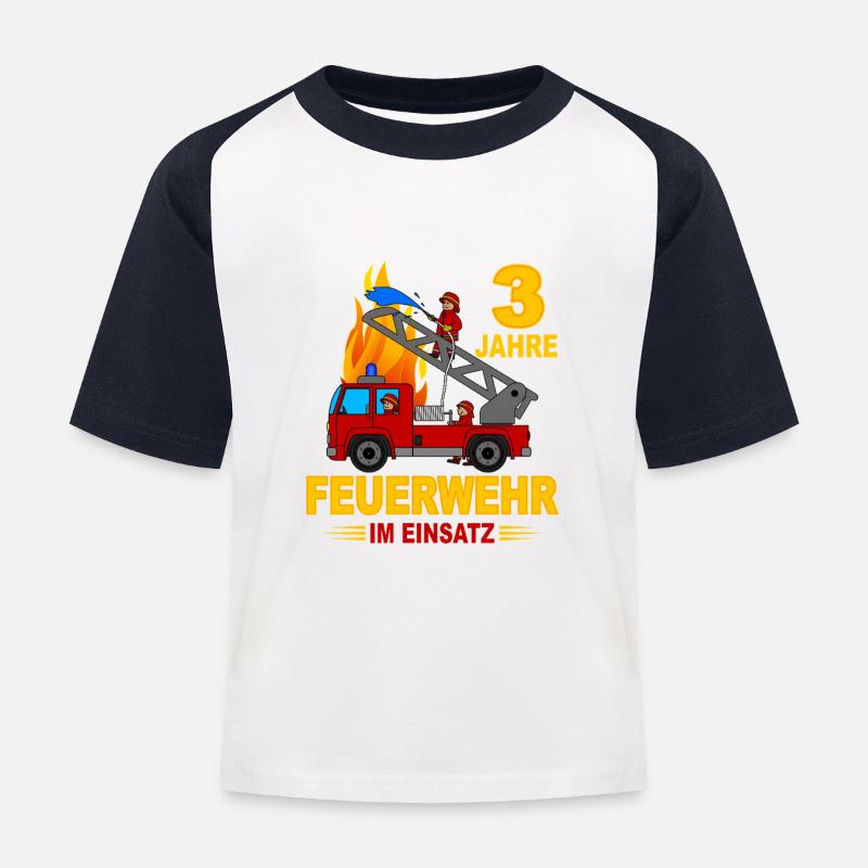Opération des pompiers pendant 3 ans - T-shirt baseball Enfant - blanc/marine