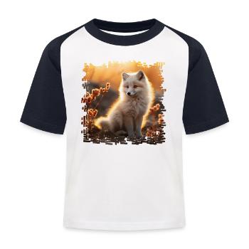 Arctic fox in the Sobbeb sinking - Kids' Baseball T-Shirt - white/navy - Front