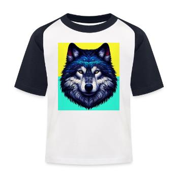 Wolf - Kids' Baseball T-Shirt - white/navy - Front