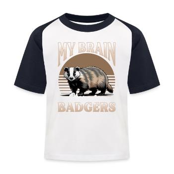 Funny Animal Badger - Kids' Baseball T-Shirt - white/navy - Front