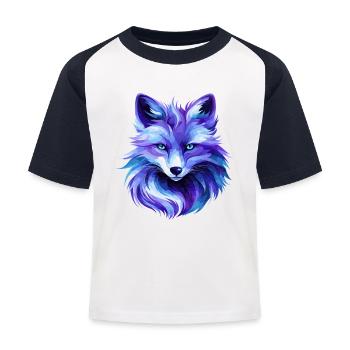 Colorful Fox Polygon Art – Modern Animal Design - Kinder Baseball T-Shirt - Weiß/Navy - Vorne