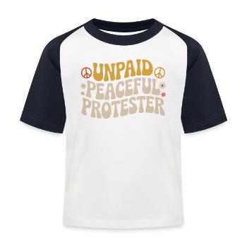 Onbetaalde vreedzame demonstrant activist zegt demonstratie - Kinderen baseball T-shirt - wit/navy - Voor
