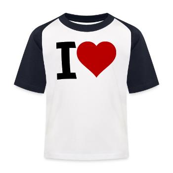 I Love - Kinder Baseball T-Shirt - Weiß/Navy - Vorne
