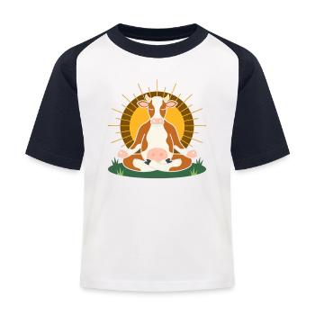 Vache de méditation du soleil - T-shirt baseball Enfant - blanc/marine - Devant