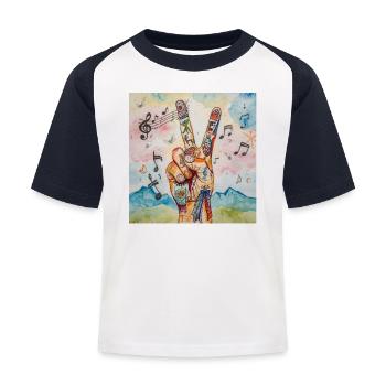 Peace Finger Tattoo Music Art - Kids' Baseball T-Shirt - white/navy - Front