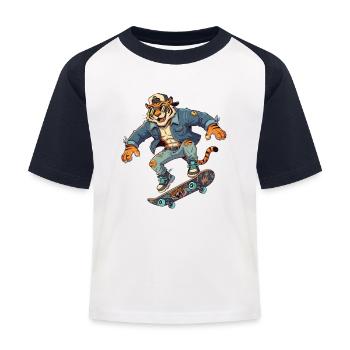 Tiger Skater Denim rétro - T-shirt baseball Enfant - blanc/marine - Devant