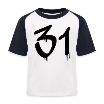 31 - Kinder Baseball T-Shirt - Weiß/Navy - Vorne