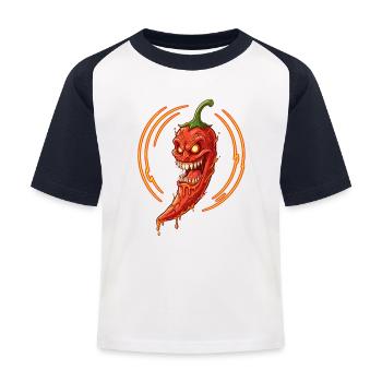 Inferno Chili Demon - Kids' Baseball T-Shirt - white/navy - Front
