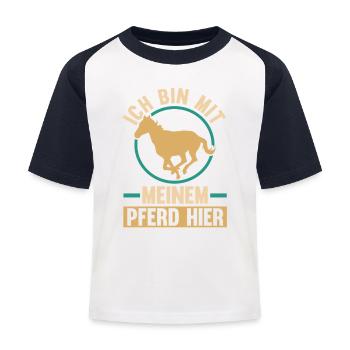 Reiten Pferdeliebhaber Reiterhof Pferde - Kinder Baseball T-Shirt - Weiß/Navy - Vorne