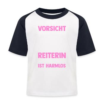 Reiten Pferdeliebhaber Reiterhof Pferde - Kinder Baseball T-Shirt - Weiß/Navy - Vorne