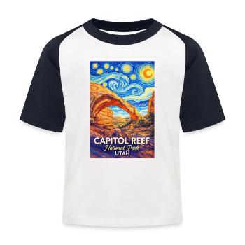 Capitol Reef Nationalpark, Utah Sternennacht - Kinder Baseball T-Shirt - Weiß/Navy - Vorne