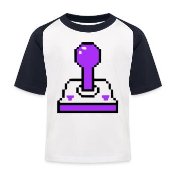 Arcade Joystick Retro Konsole - Kinder Baseball T-Shirt - Weiß/Navy - Vorne