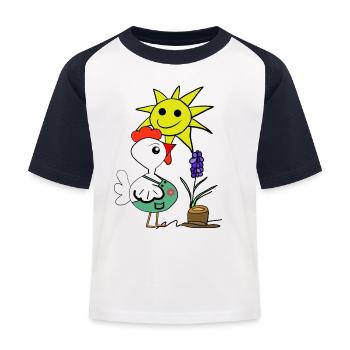 Jardinier Poulet Jardinier Amateur Fleurs de poules - T-shirt baseball Enfant - blanc/marine - Devant