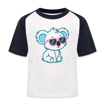 Koala White Chill Sonnenbrille - Kinder Baseball T-Shirt - Weiß/Navy - Vorne