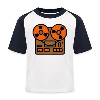 Tonbandgerät Audio Podcast Studio - Kinder Baseball T-Shirt - Weiß/Navy - Vorne